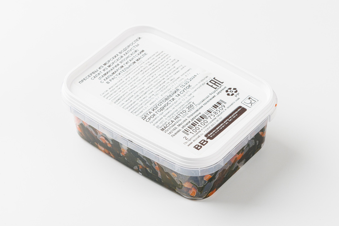 

Салат из морской капусты с кальмаром гигантским в растительном масле, 200г