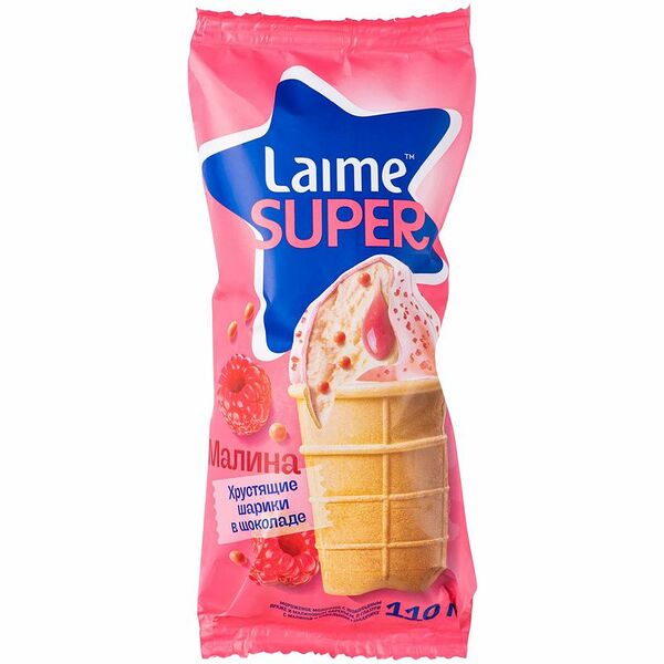 Мороженое молочное Laime Малина хрустящие шарики в шоколаде 4% 110 г