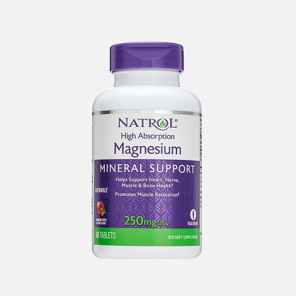 Natrol Магний легкоусваиваемый 250мг со вкусом клюквы и яблока 60 жевательных таблеток