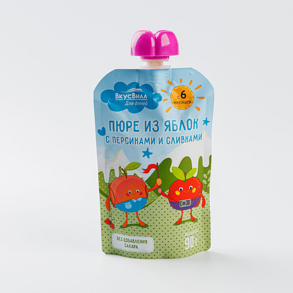 Пюре из яблок с персиками и сливками