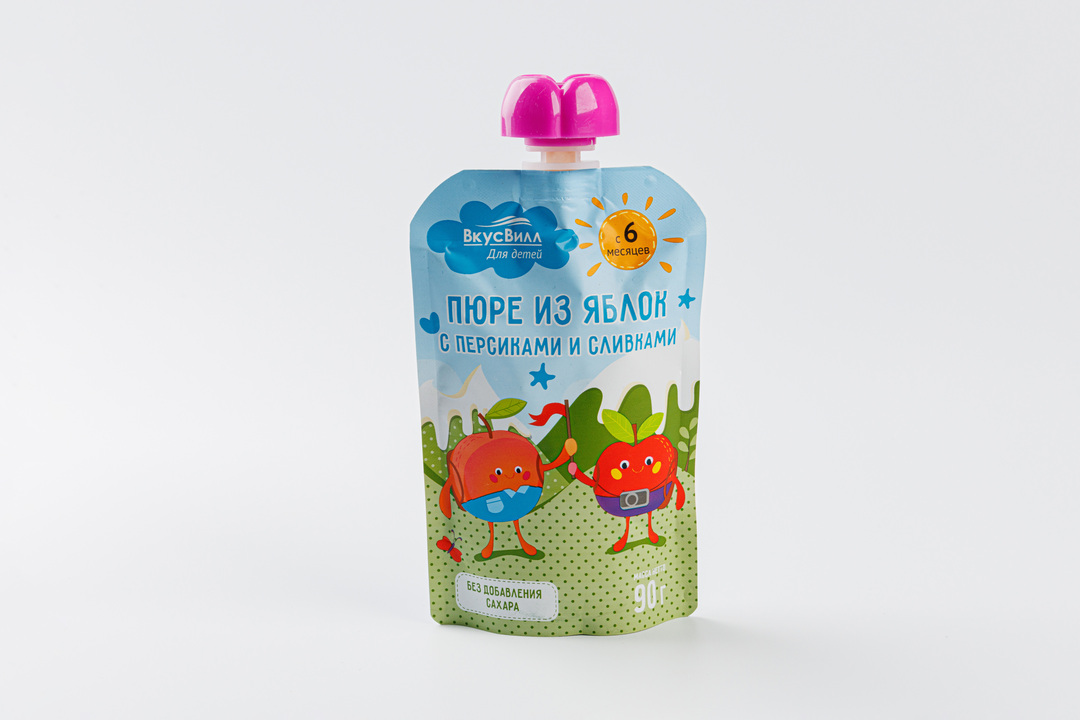 

Пюре из яблок с персиками и сливками