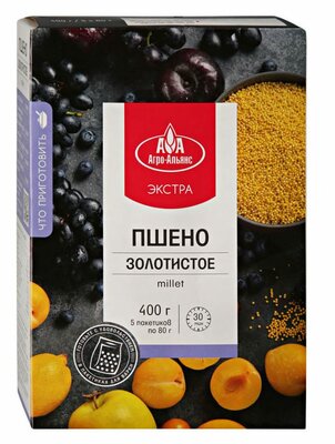 Пшено Агро-Альянс золотистое в пакетиках для варки 80 г x 5 шт.