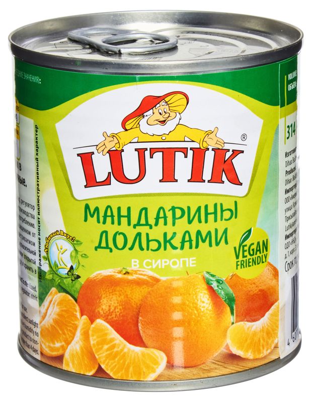 

Мандарины Lutik дольки в сиропе 314 мл