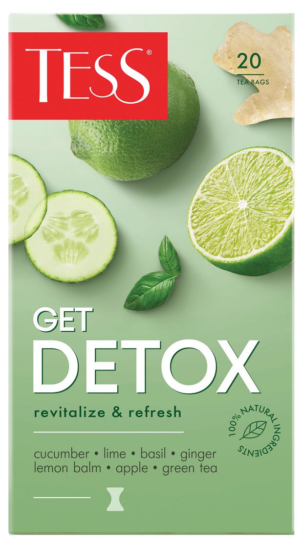 

Чай зеленый Tess Get Detox Revitalize&Refresh в пакетиках 20 шт x 1.5 г 30 г