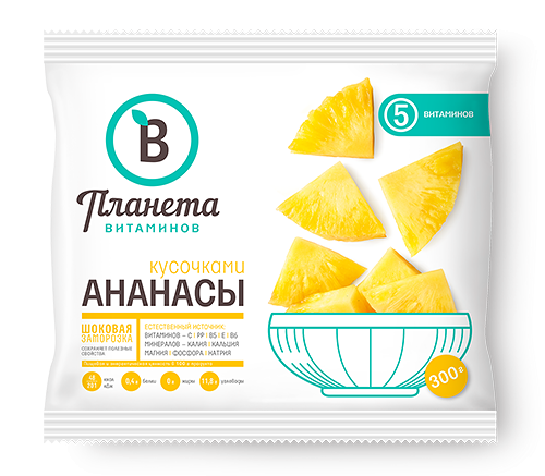 Ананасы Планета витаминов Едим дома, кусочками с/м 300 г