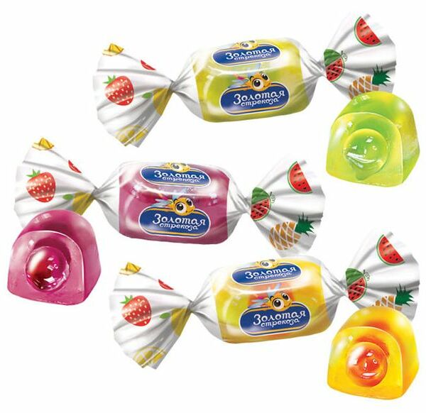 Конфеты Золотая стрекоза желейные ассорти вкусов дизайн в ассортименте
