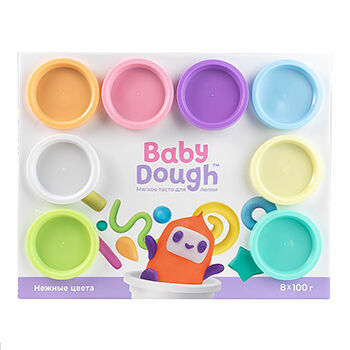 Тесто для лепки 1+, BabyDough, 8 цветов