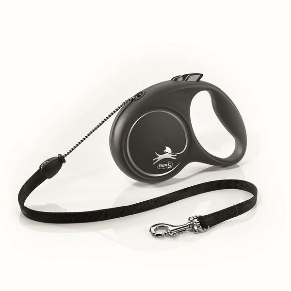 Рулетка-трос для собак BLACK DESIGN до 20 кг 5 м, черный