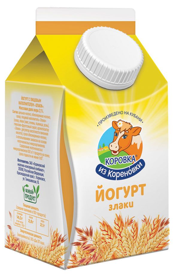 

Йогурт питьевой Коровка из кореновки Злаки 2.1% 450 г