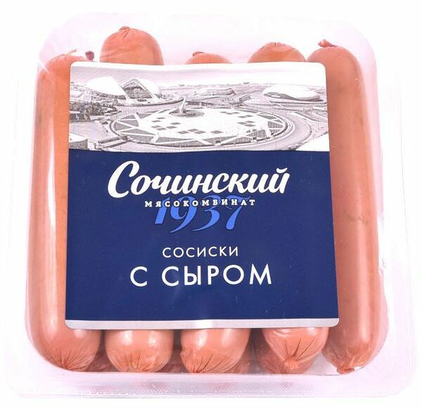 Сосиски Сочинский мясокомбинат с сыром, 525 г