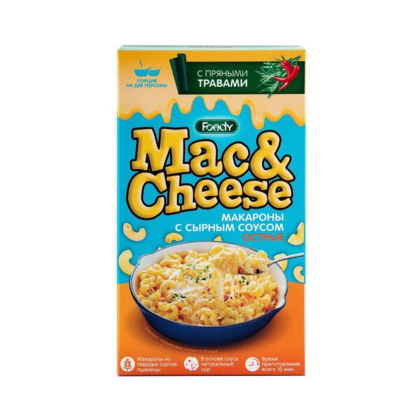 Макаронные изделия рожки Mac&Cheese с вложением сырного соуса б/п 