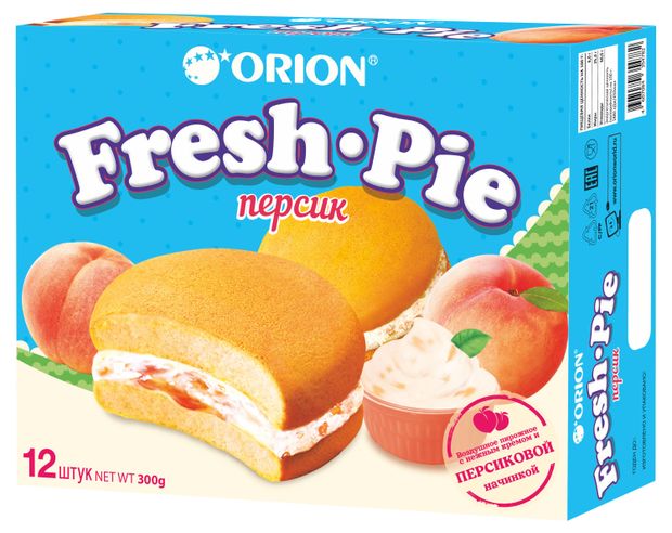 

Пирожное Orion Fresh Pie бисквитное с персиковой начинкой 300 г