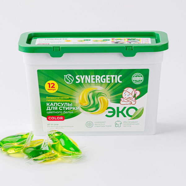 Капсулы для стирки Synergetic Color 12 шт