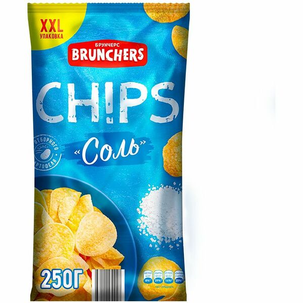 Чипсы Brunchers из натурального картофеля с солью 250г