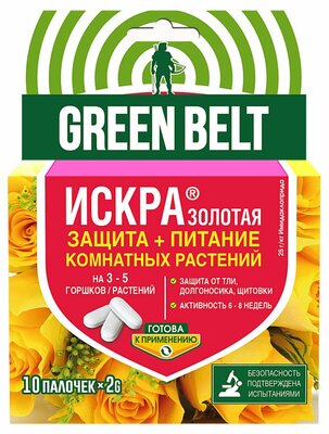 Защитное средство Green Belt Искра золотая Питание + защита от тли 10 палочек