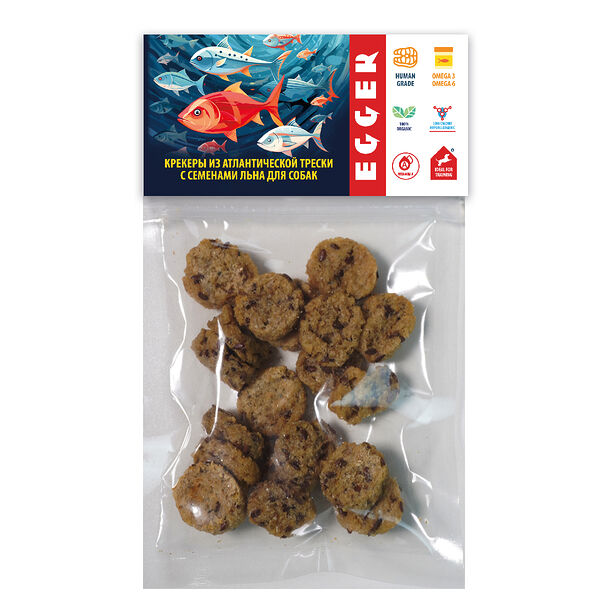 EGGER лакомство крекеры из трески с семенами льна для собак 40 г.