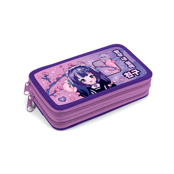 Пенал Hatber  Друг всегда рядом 190х110мм 2отд на молнии глянц лам с табл умн NPn_47079