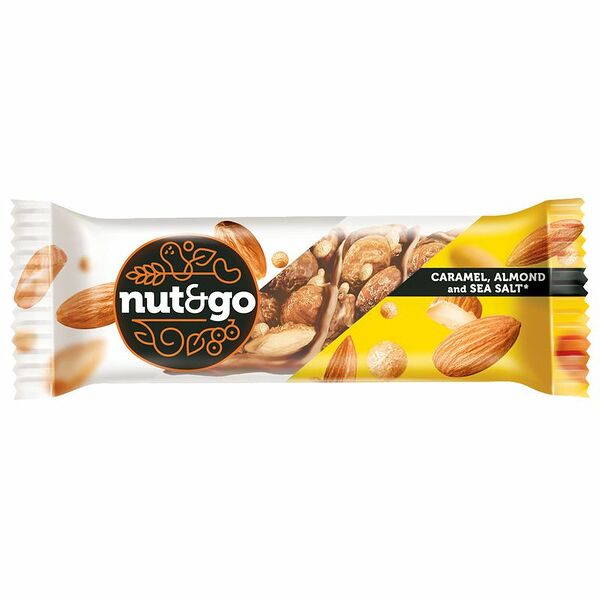 Батончик Nut And Go миндальный с карамелью и морской солью 34 г