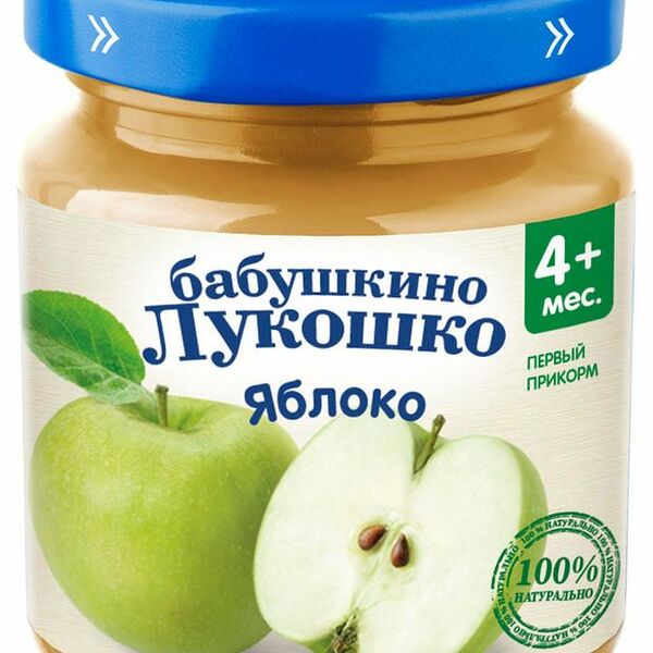 Пюре фруктовое Бабушкино лукошко Яблоко без сахара с 4 месяцев 100 г