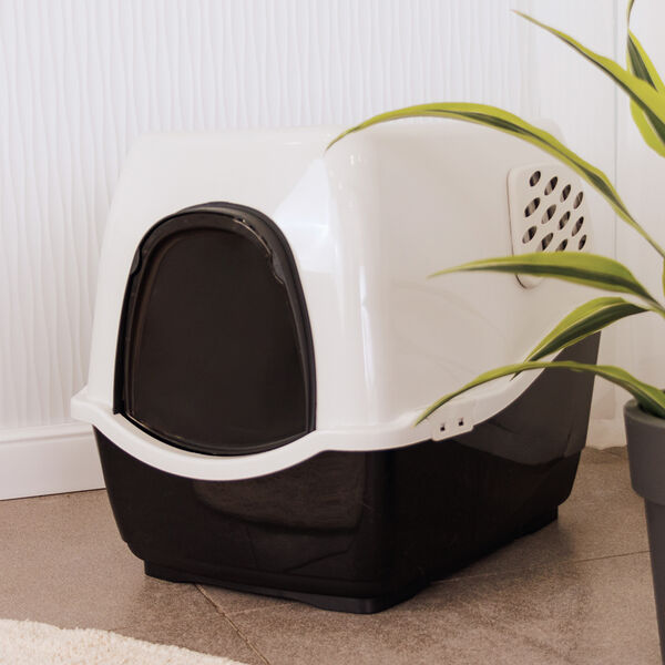 Туалет для кошек закрытый Bill c двумя угольными фильтрами, черный