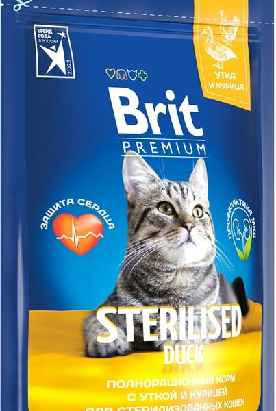 Сухой корм для кошек Brit Premium с уткой и курицей 0.4кг