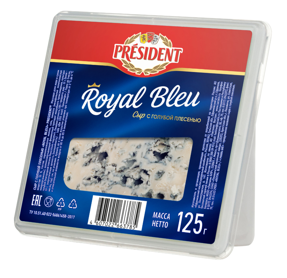 

Сыр President Royal Bleu с голубой плесенью 55% 125 г