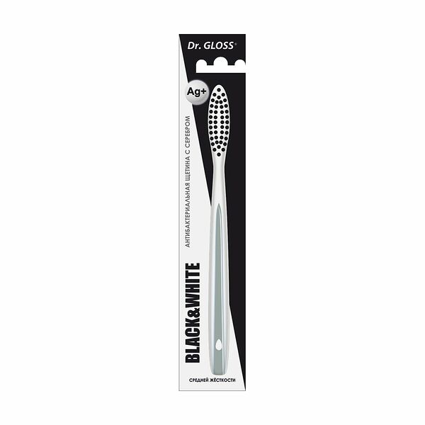 Зубная щетка Dr.Gloss Black & White, средней жёсткости, 1 шт