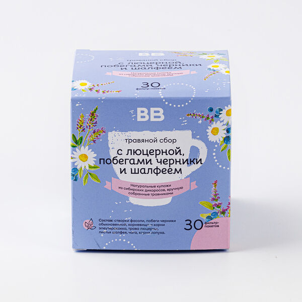 Травяной сбор с люцерной, побегами черники и шалфеем 45г