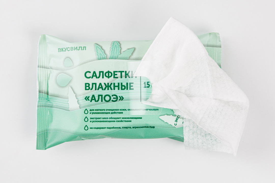 

Салфетки влажные ВкусВилл Алоэ 15 шт.