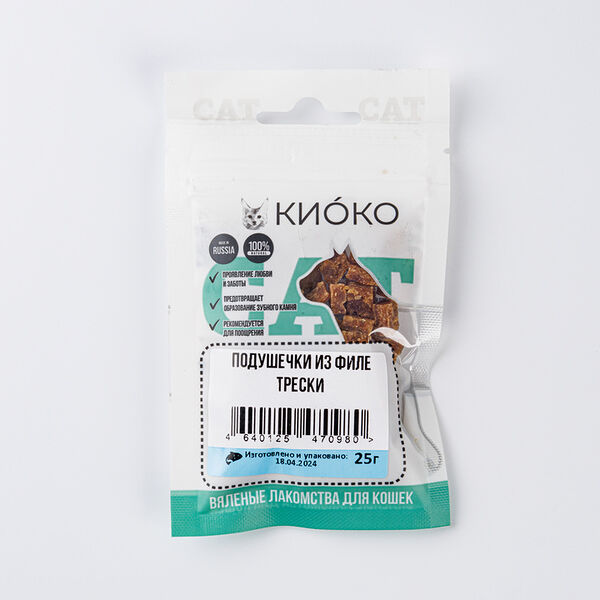 Корм для кошек Киоко подушечки из филе трески 25 г