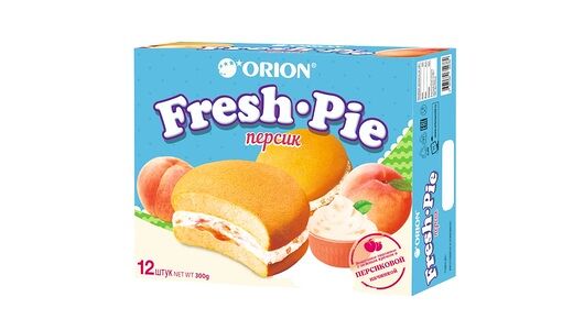 Пирожное Orion Fresh Pie бисквитное с персиковой начинкой