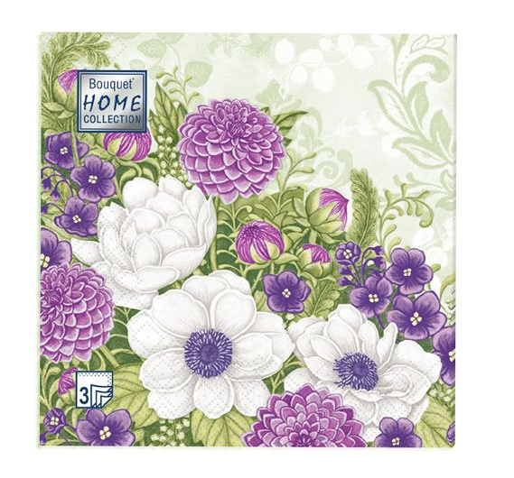 Салфетки бумажные Bouquet Сказочный букет,3 слоя, 33х33 см, 20шт