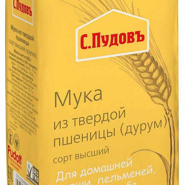 Мука из твёрдой пшеницы С. Пудовъ, 500г