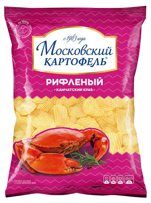 

Чипсы Московский Картофель картофельные рифленые камчатский краб 120 г