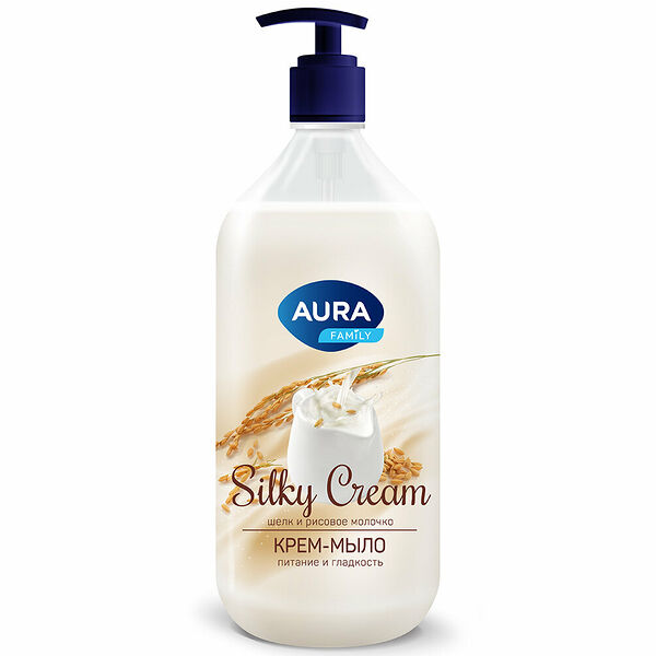 Крем-мыло Aura Silky Cream Шелк + рисовое молочко 1000 мл