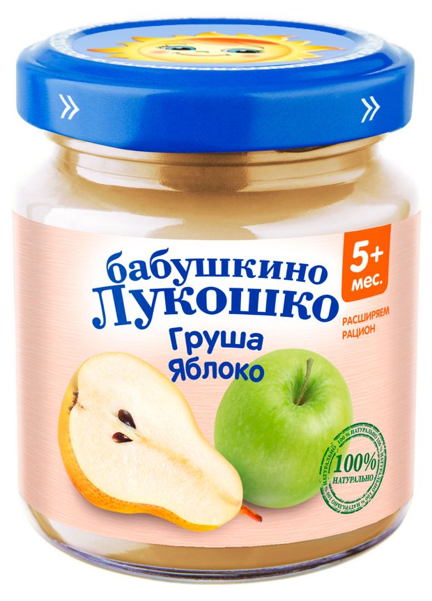 

Пюре Бабушкино Лукошко груша, яблоко с 5 месяцев, 100 г