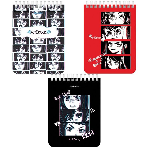 Блокнот BRAUBERG Anime emotions, 40 листов, в клетку, в ассортименте 1шт