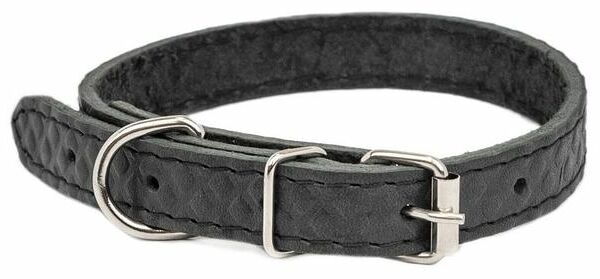 Ошейник для собак Homepet Ромбы кожаный простроченный с тиснением черный, 25 мм 29-39 см