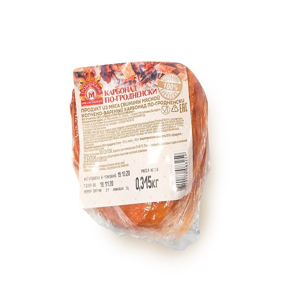 Продукт из мяса свин. КАРБОНАД ПО-ГРОДНЕНСКИ,мясн .к/в, порц.фас.Гродненский МК