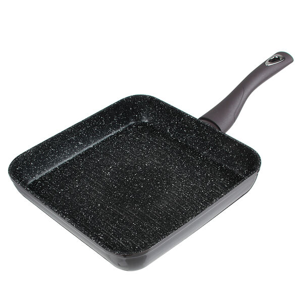 Satoshi валькур сковорода-гриль литая 26х26см, антипригарное покрытие мрамор, индукция