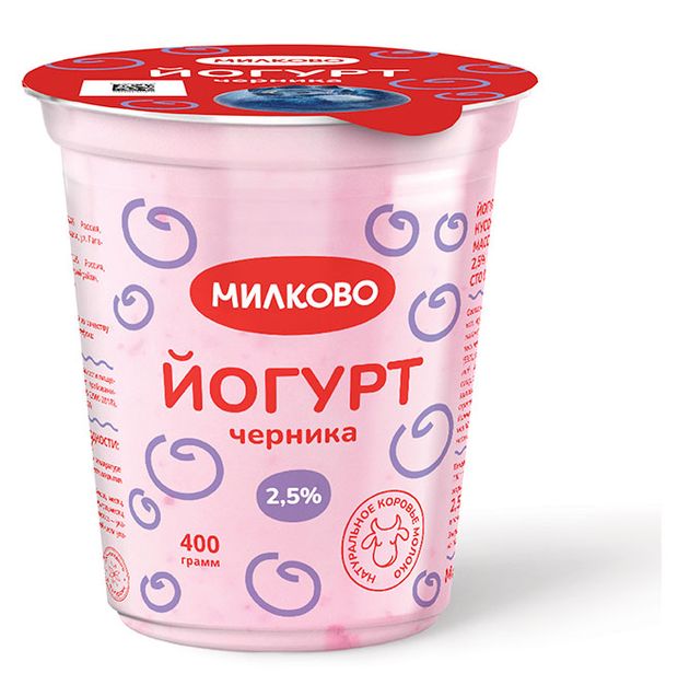 

Йогурт Милково с черникой 2.5% 400 г