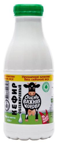 

Кефир ОЧЕНЬ ВАЖНАЯ КОРОВА 0%, без змж 430 г