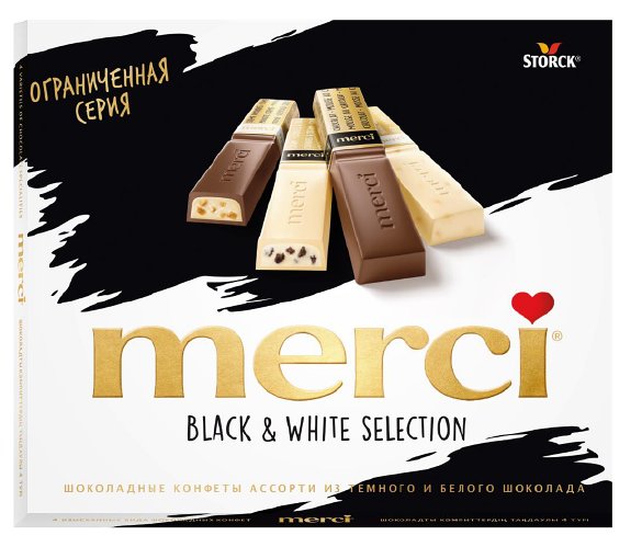 Шоколад Merci Black & White ассорти 4 вида с начинкой 240г