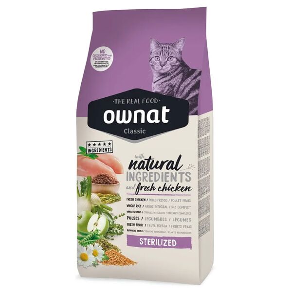 Сухой корм Ownat Adult Sterilized Classic для стерилизованных кошек, с курицей, 15 кг