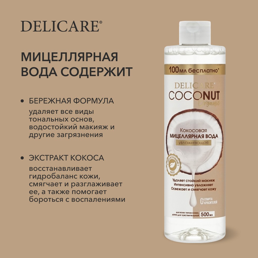 

Кокосовая мицеллярная вода Delicare Coconut 500 мл