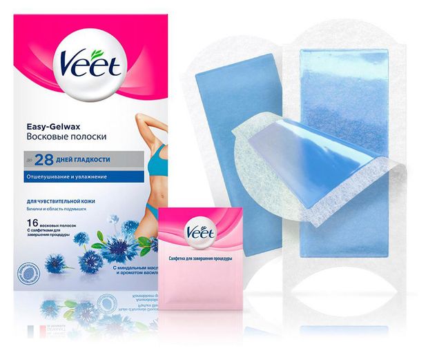 

Полоски для депиляции Veet Easy Gelwax восковые для бикини и области подмышек 16 шт
