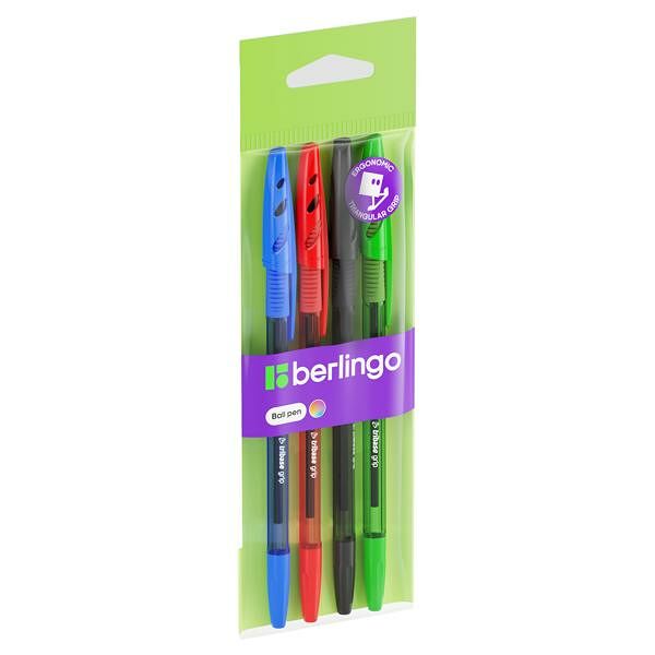 Набор шариковых ручек Berlingo Tribase grip 4 цвета 1.0 мм, 4 шт