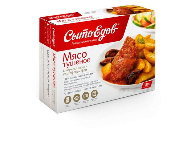 

Мясо тушеное СытоЕдов с черносливом и картофелем фри 350 г