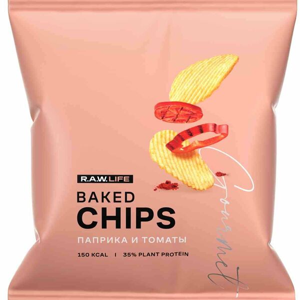 Чипсы протеиновые R.A.W.Life Gourmet Baked CHIPS Паприка и томаты 35 г