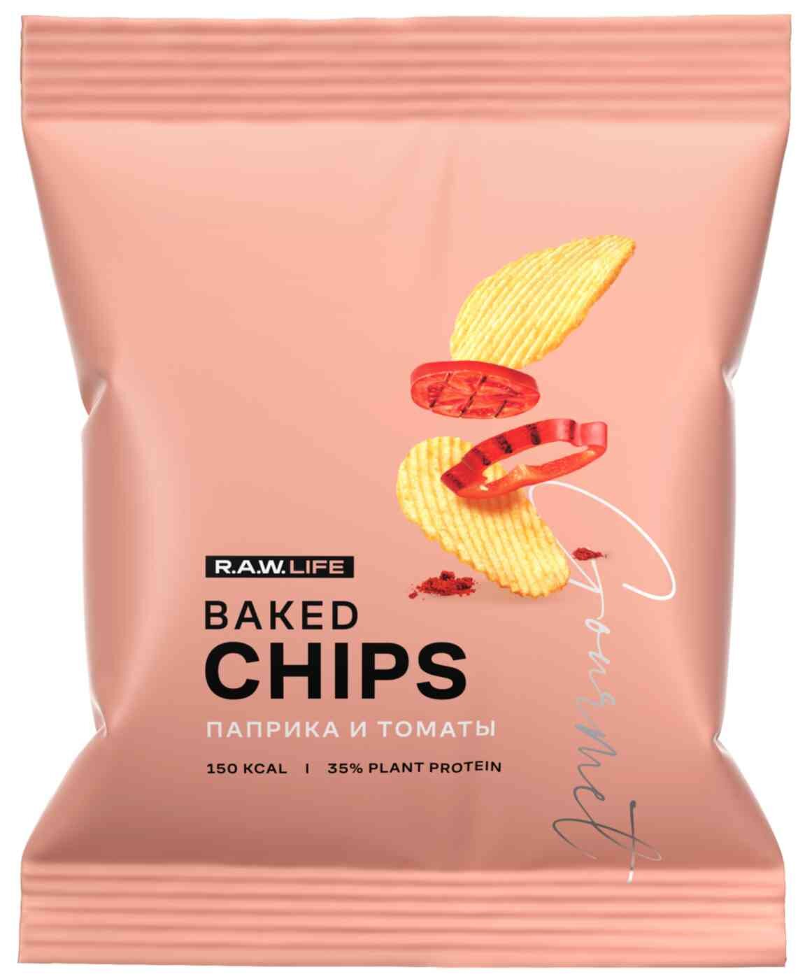 

Чипсы протеиновые R.A.W.Life Gourmet Baked CHIPS Паприка и томаты 35 г